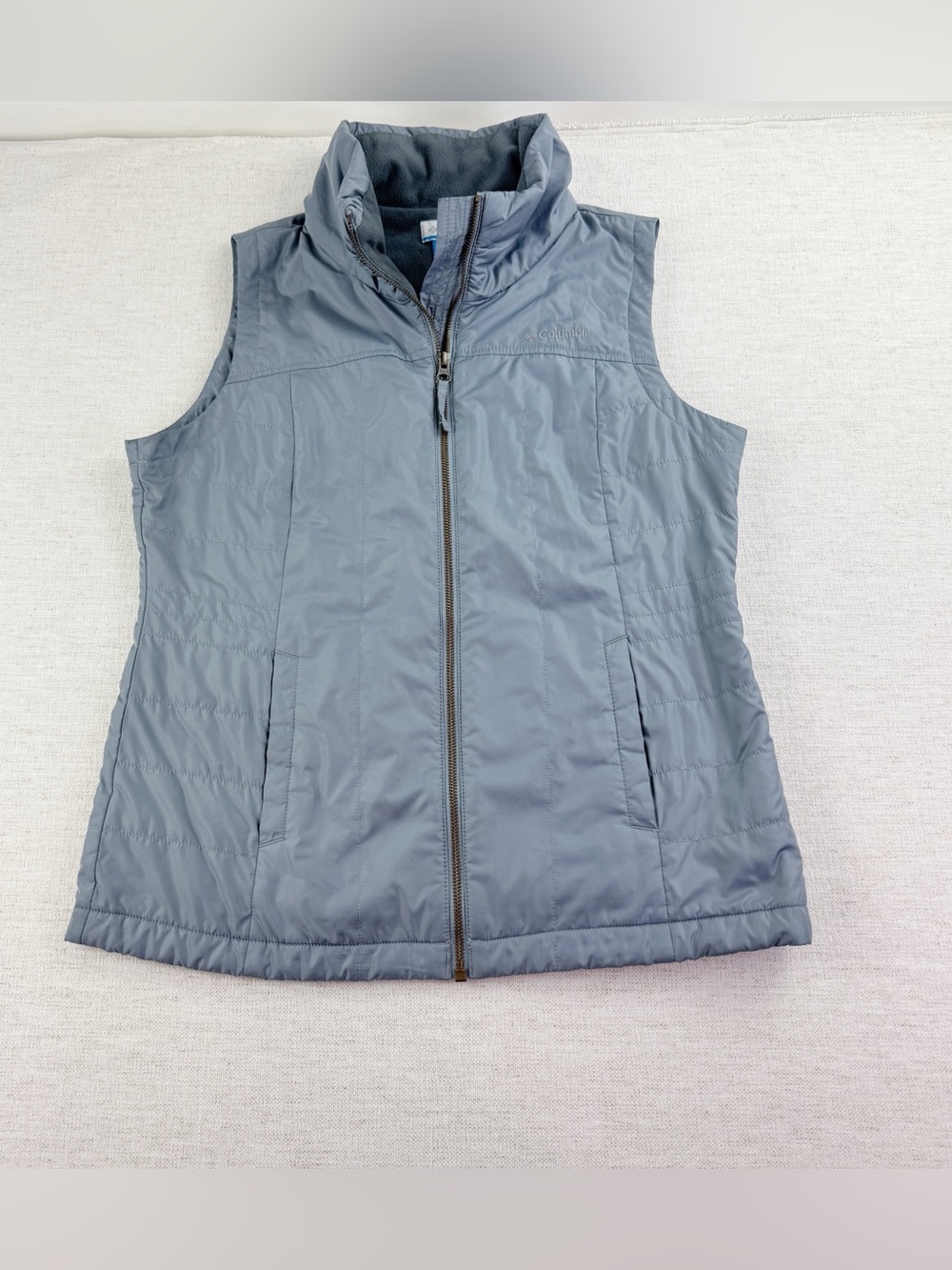 Columbia Women's Slate Gray Zip-Up Vest jacket light weight fleece lining size M